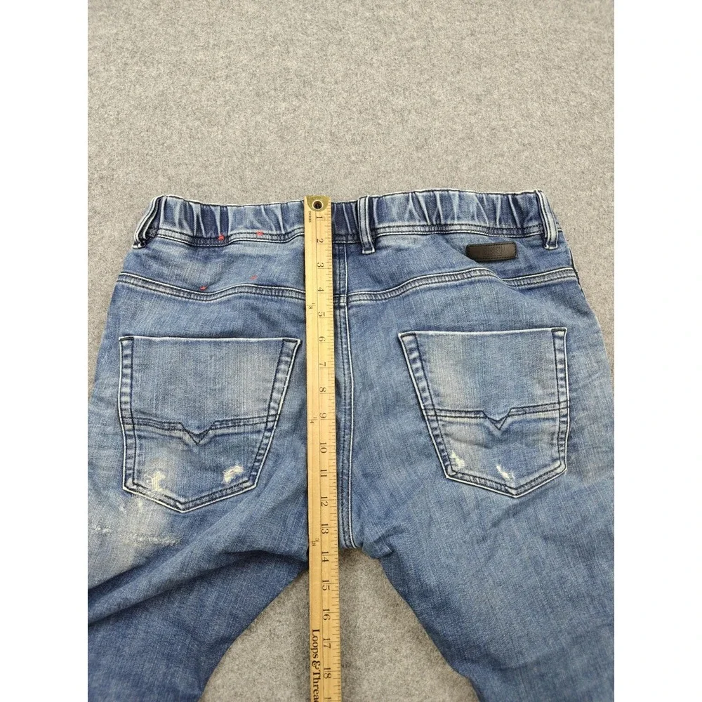 Diesel Jeans Mens 34x32 Blue Medium Wash Relaxed Tapered Stretch Denim Pants
